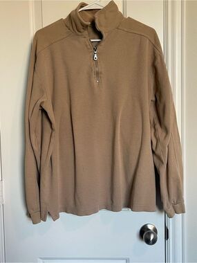 Classic Men's Half-Zip Sweater in Tan Streetwear Normcore Casual Large